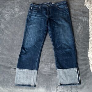 Ag Adriano Goldschmied The Isabelle High-Rise Straight Crop in Indigo Blue